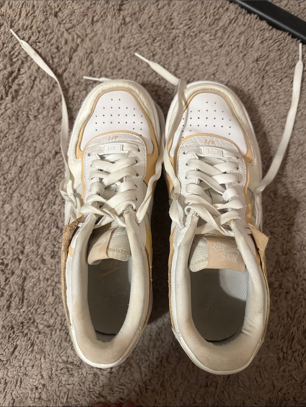 Women’s AF1 White and Cream Athletic Sneakers